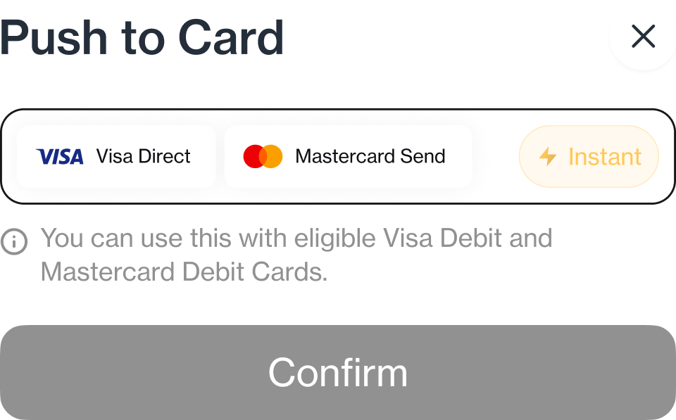Global Reach with Visa Direct & Mastercard Send